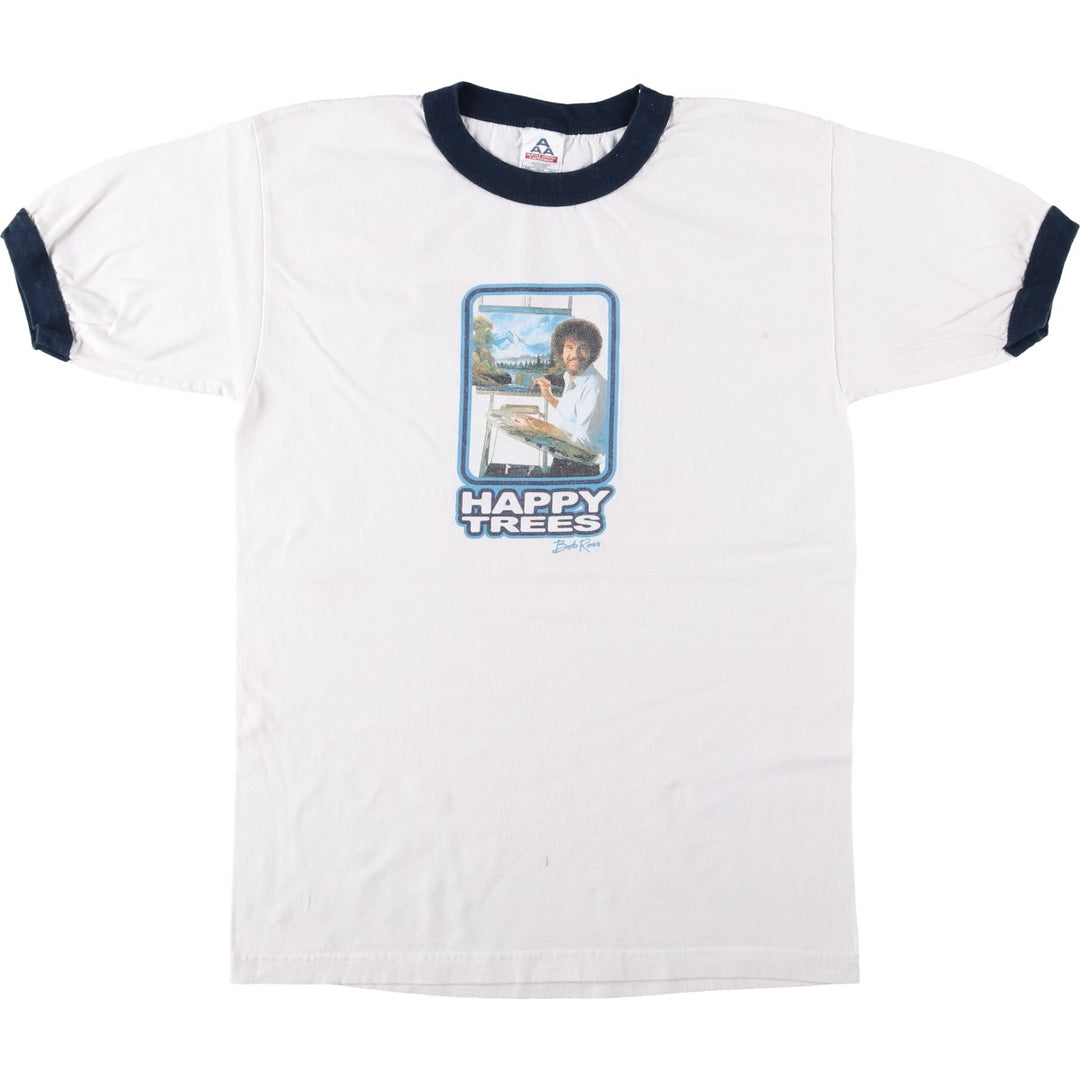 2000'S ALSTYLE BOB ROSS Ringer T-shirt, Men's Size M cotton white type Vintage Second Hand