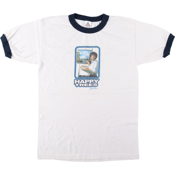 2000'S ALSTYLE BOB ROSS Ringer T-shirt, Men's Size M cotton white type Vintage Second Hand