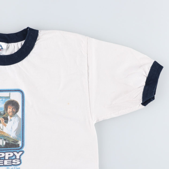 2000'S ALSTYLE BOB ROSS Ringer T-shirt, Men's Size M cotton white type Vintage Second Hand
