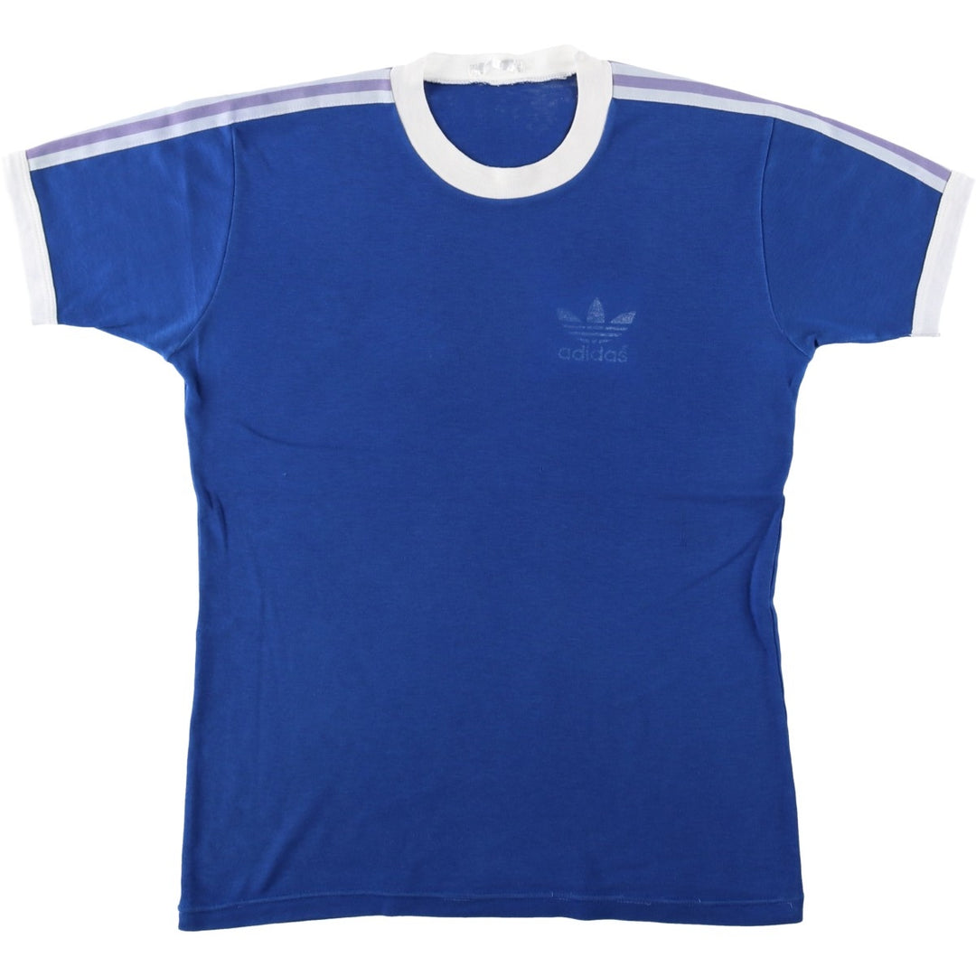 80'S Adidas Trefoil Logo Ringer T-Shirt, Men's Size S (approx.), Vintage unclear blue type Vintage Second Hand