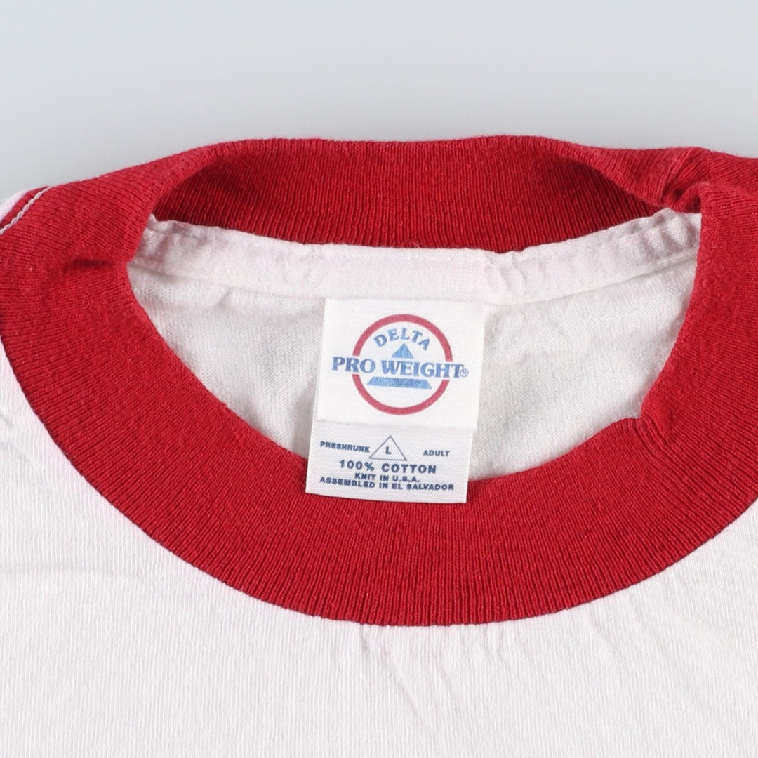 2000'S Delta Pro Weight Budweiser Advertising Ringer T-Shirt, Men's Size L (approx.) cotton white type Vintage Second Hand