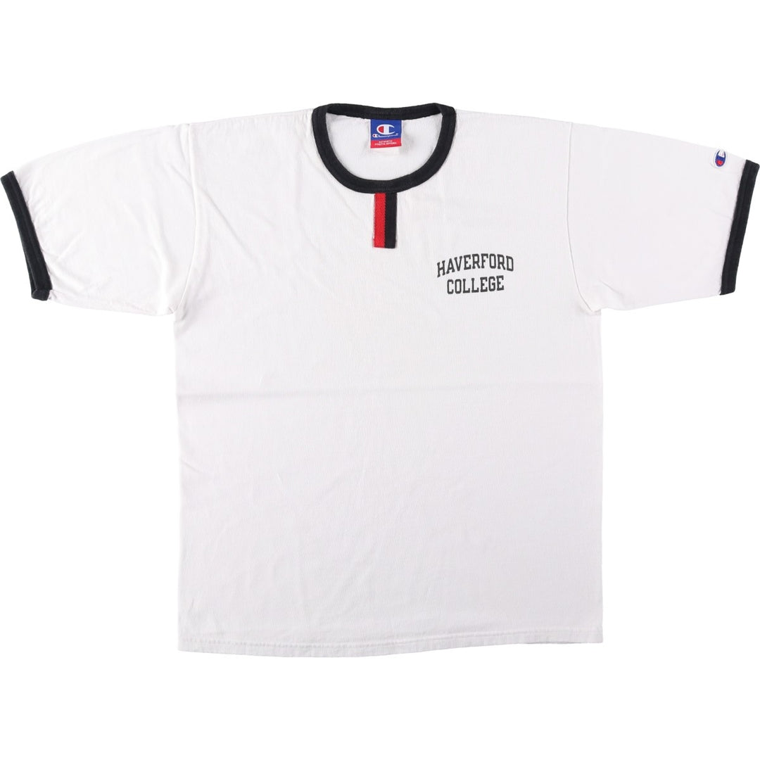 Champion Authentic Athletic Apparel College Ringer T-Shirt (Men's Size M) - 2000s/Early Model unclear white type Vintage Second Hand