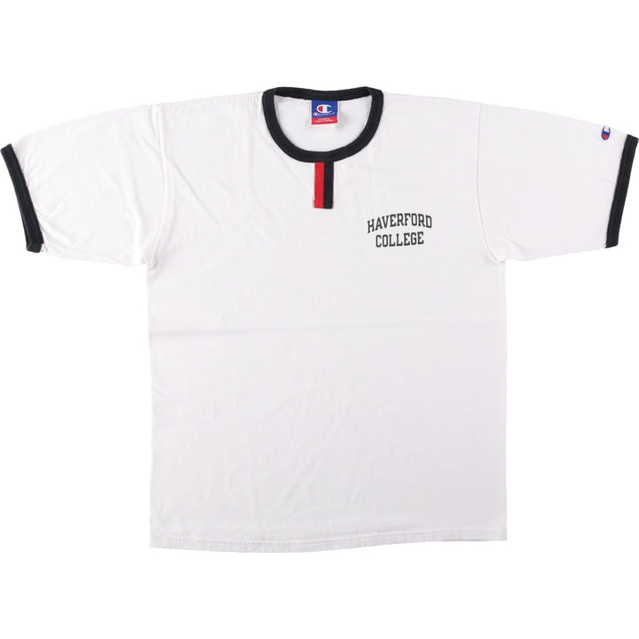 Champion Authentic Athletic Apparel College Ringer T-Shirt (Men's Size M) - 2000s/Early Model unclear white type Vintage Second Hand