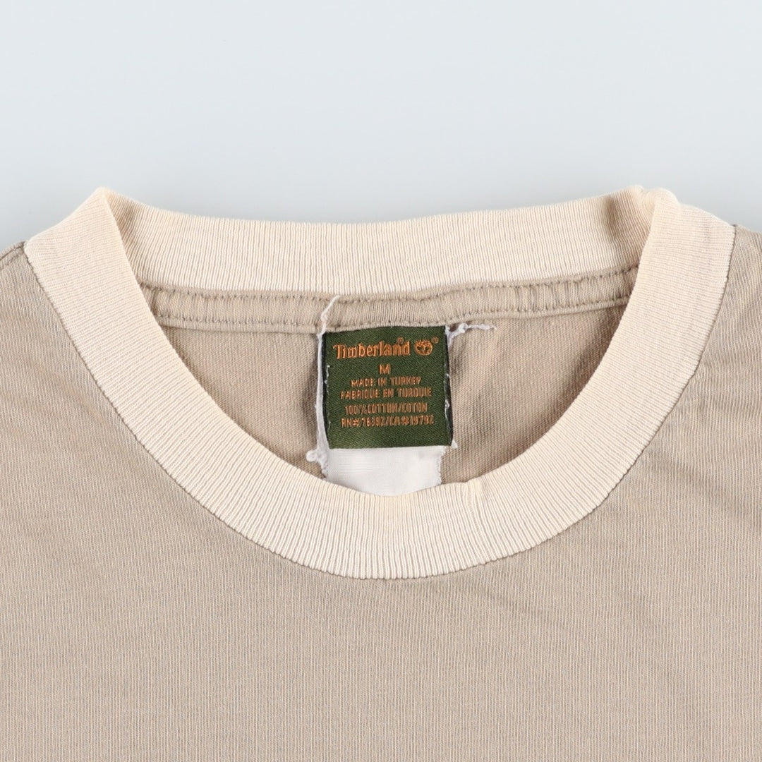 Timberland Ringer T-shirt, Men's Size M cotton Beige type Vintage Second Hand