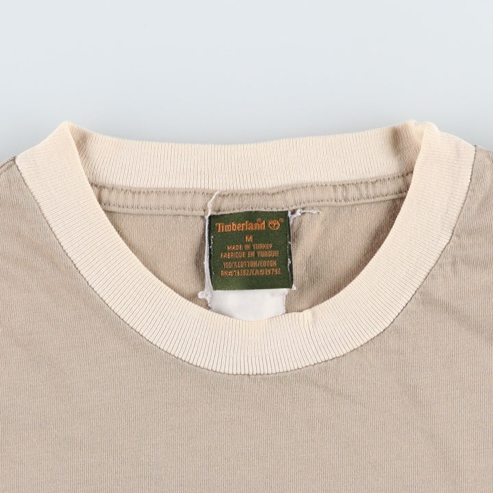 Timberland Ringer T-shirt, Men's Size M cotton Beige type Vintage Second Hand