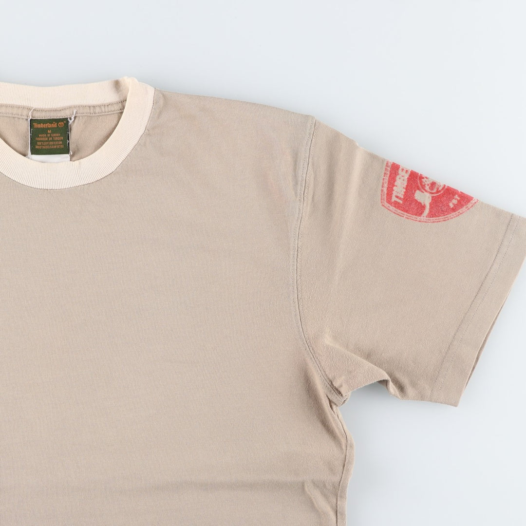 Timberland Ringer T-shirt, Men's Size M cotton Beige type Vintage Second Hand