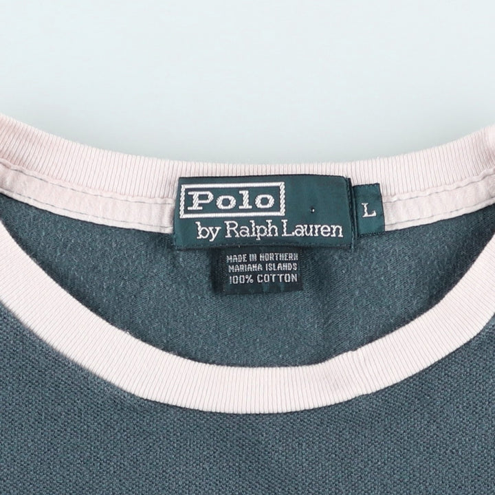 Ralph Lauren POLO by Ralph Lauren short sleeve one point logo T-shirt men's L size cotton navy blue type Vintage Second Hand