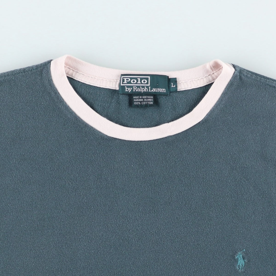 Ralph Lauren POLO by Ralph Lauren short sleeve one point logo T-shirt men's L size cotton navy blue type Vintage Second Hand