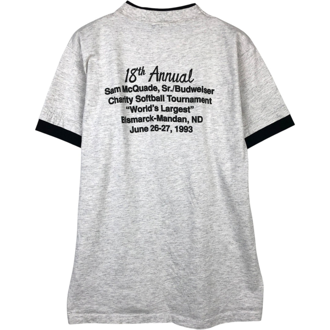 90'S Alore Budweiser Advertising T-Shirt, Made in USA, Men's Size L (Equivalent), Vintage cotton gray type Vintage Second Hand