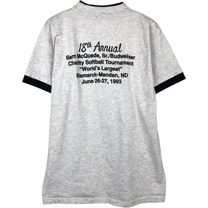 90'S Alore Budweiser Advertising T-Shirt, Made in USA, Men's Size L (Equivalent), Vintage cotton gray type Vintage Second Hand