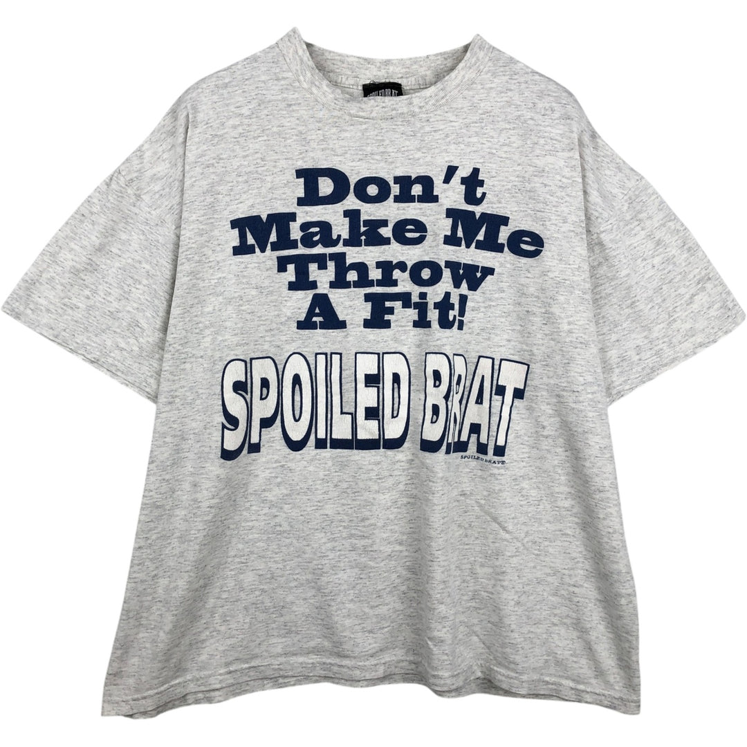 90'S SPOILED BRAT Message Print T-Shirt, Made in USA, Men's XL (approx.), Vintage cotton gray type Vintage Second Hand