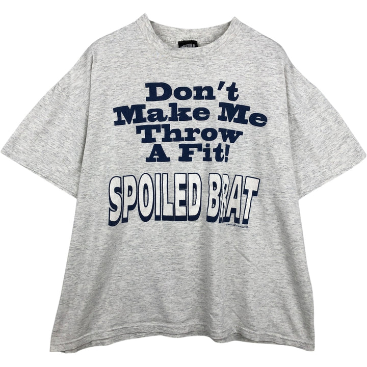 90'S SPOILED BRAT Message Print T-Shirt, Made in USA, Men's XL (approx.), Vintage cotton gray type Vintage Second Hand