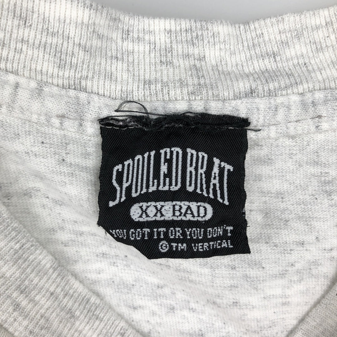 90'S SPOILED BRAT Message Print T-Shirt, Made in USA, Men's XL (approx.), Vintage cotton gray type Vintage Second Hand