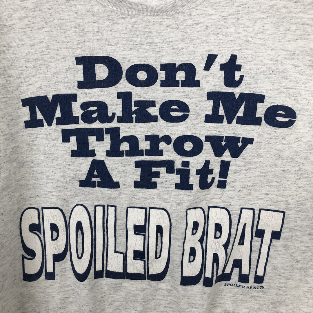 90'S SPOILED BRAT Message Print T-Shirt, Made in USA, Men's XL (approx.), Vintage cotton gray type Vintage Second Hand