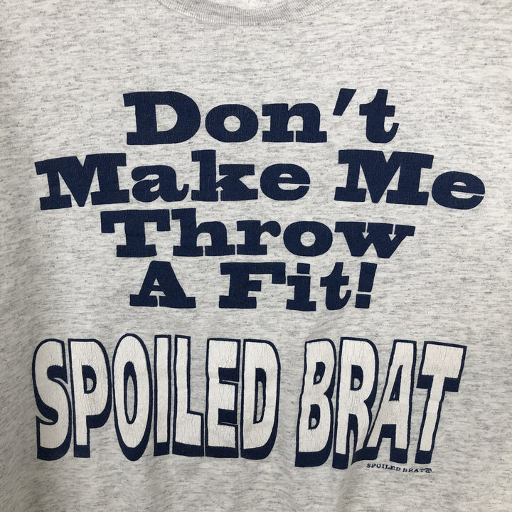 90'S SPOILED BRAT Message Print T-Shirt, Made in USA, Men's XL (approx.), Vintage cotton gray type Vintage Second Hand