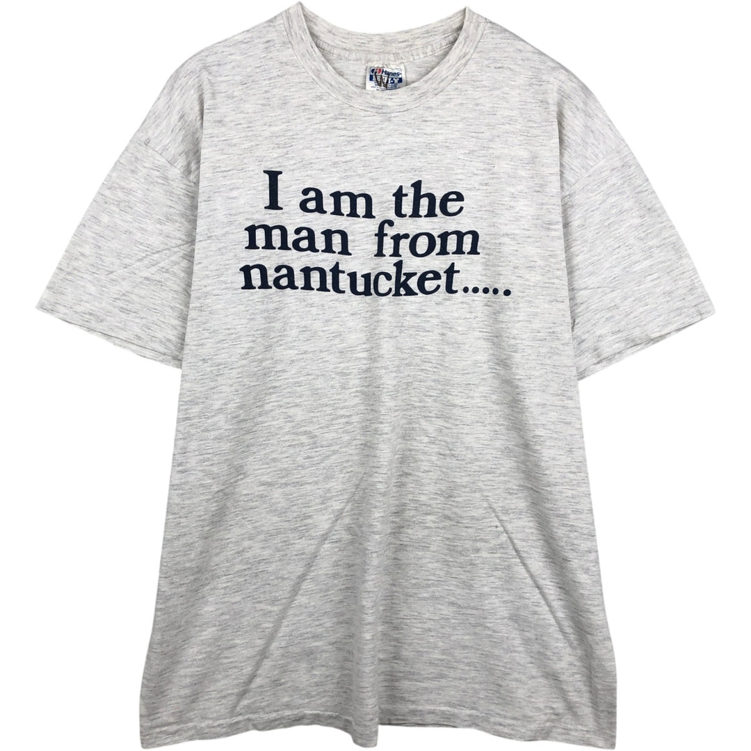 90'S Hanes BEEFY-T Message Print T-Shirt Made in USA Men's XL Vintage cotton gray type Vintage Second Hand