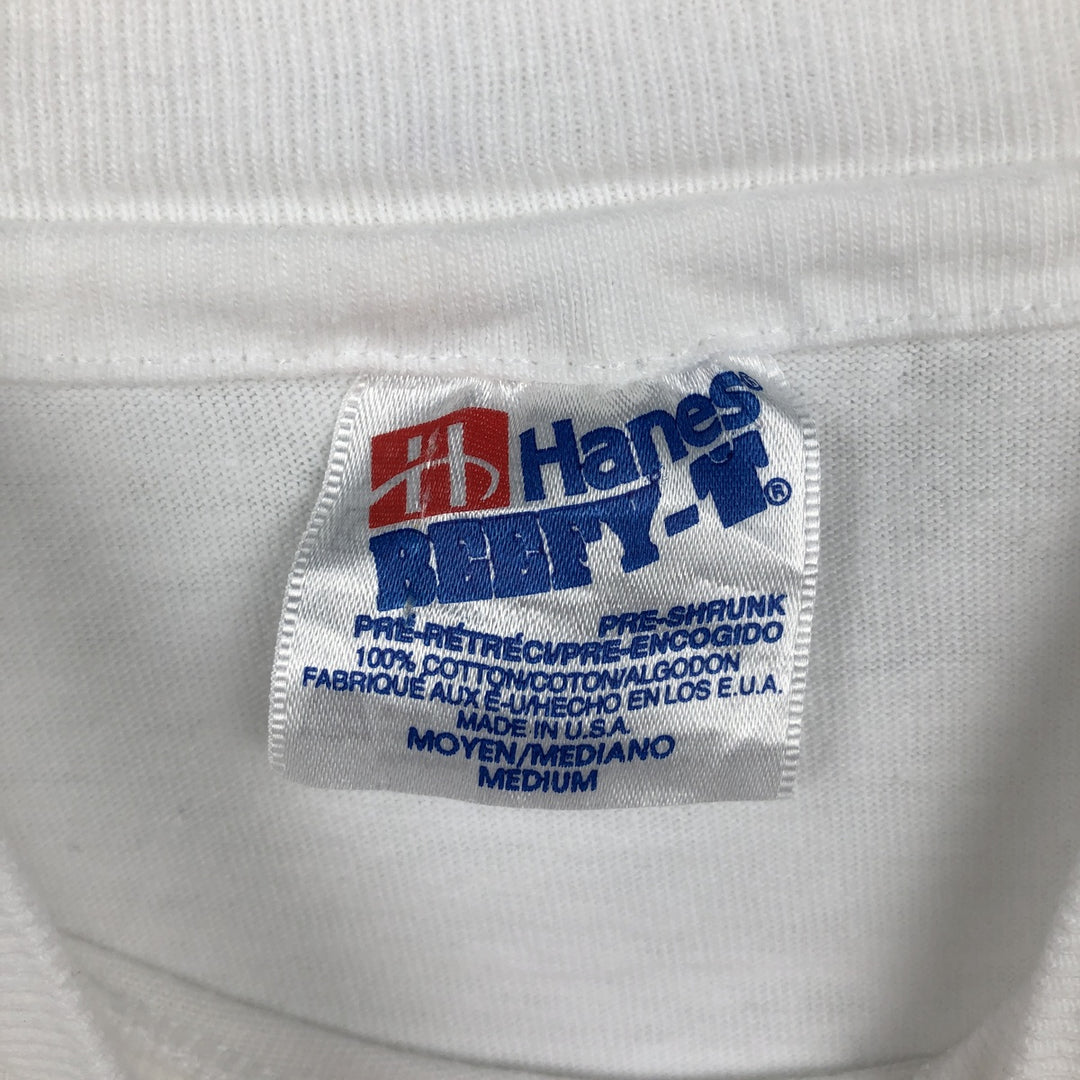 90'S Hanes BEEFY-T Message Print T-Shirt, Made in USA, Men's Size M (approx.), Vintage cotton white type Vintage Second Hand