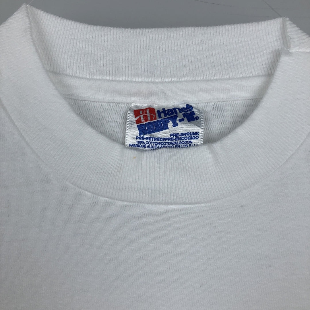 90'S Hanes BEEFY-T Message Print T-Shirt, Made in USA, Men's Size M (approx.), Vintage cotton white type Vintage Second Hand