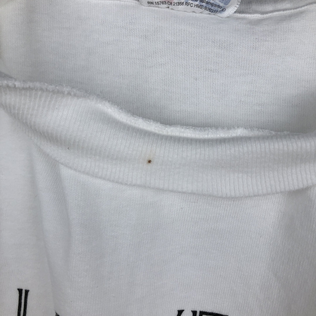 90'S Hanes BEEFY-T Message Print T-Shirt, Made in USA, Men's Size M (approx.), Vintage cotton white type Vintage Second Hand