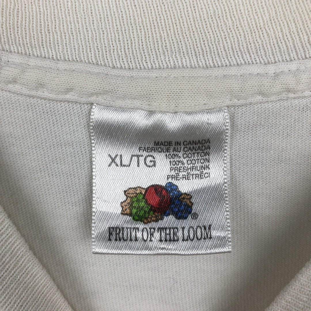 90'S Fruit of the Loom Message Print T-Shirt Made in Canada Men's XL Vintage cotton ivory Vintage Second Hand