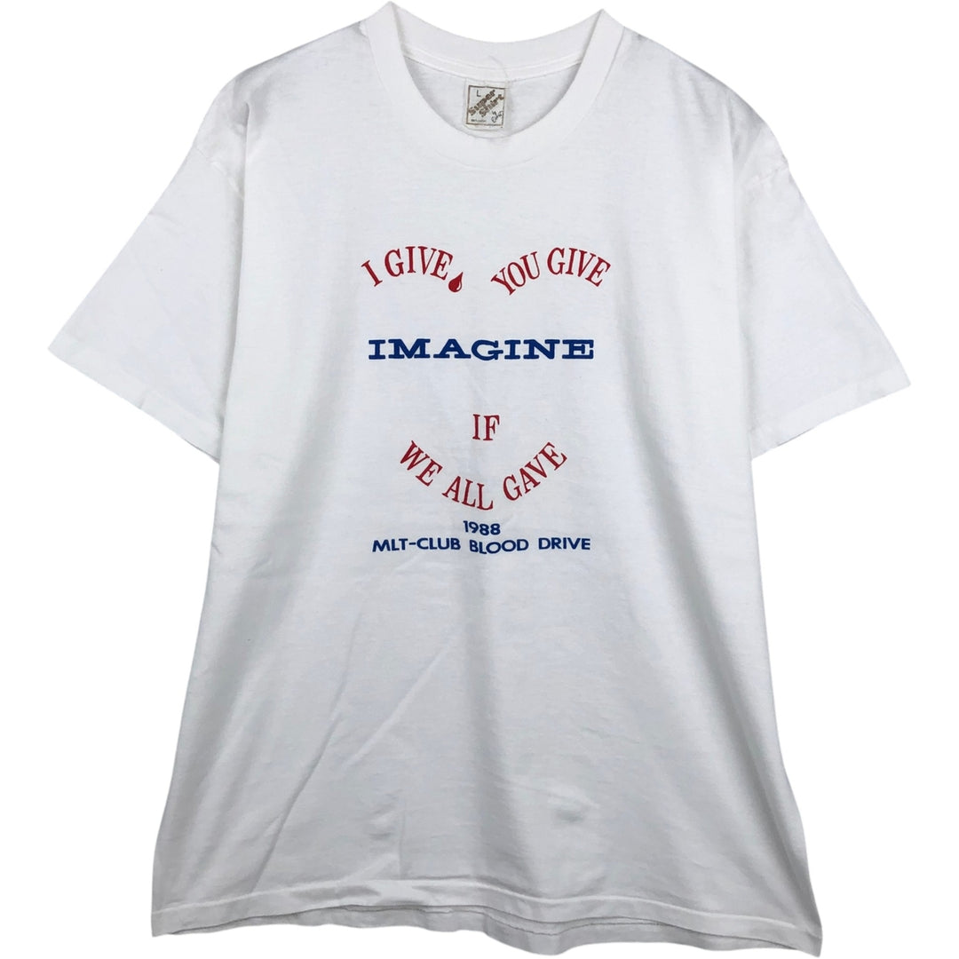 ~90'S Super Shirt Message Print T-Shirt, Made in USA, Men's Size L (Equivalent), Vintage cotton white type Vintage Second Hand