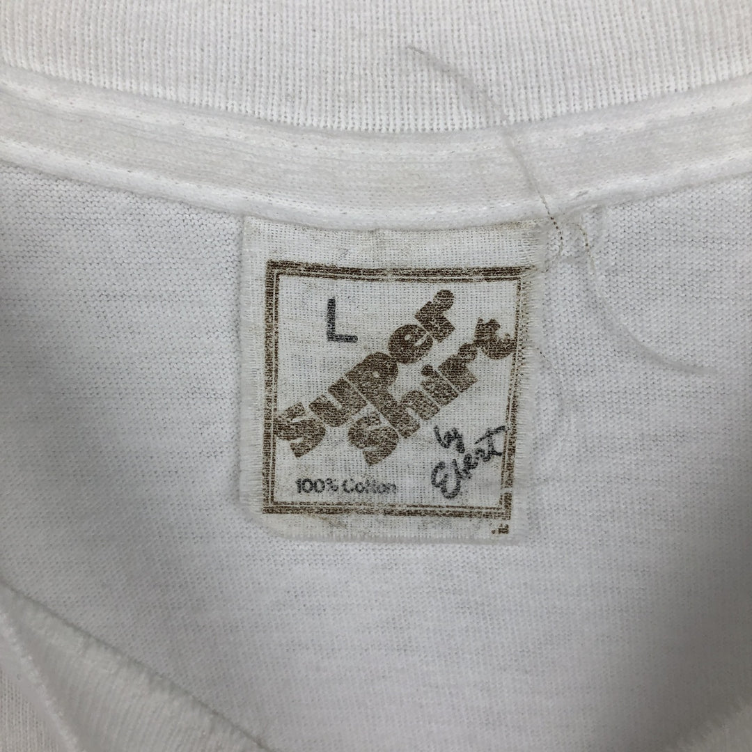 ~90'S Super Shirt Message Print T-Shirt, Made in USA, Men's Size L (Equivalent), Vintage cotton white type Vintage Second Hand