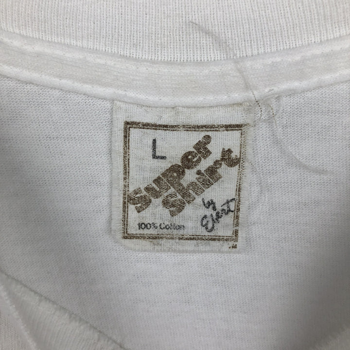 ~90'S Super Shirt Message Print T-Shirt, Made in USA, Men's Size L (Equivalent), Vintage cotton white type Vintage Second Hand