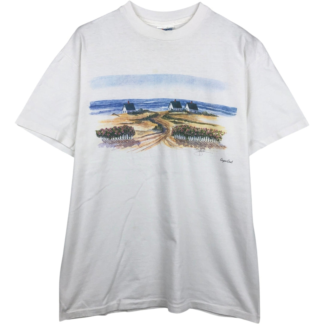 90'S Hanes BEEFY-T Art T-Shirt, Made in USA, Men's Size L (Equivalent), Vintage cotton white type Vintage Second Hand