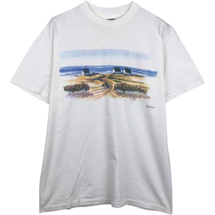 90'S Hanes BEEFY-T Art T-Shirt, Made in USA, Men's Size L (Equivalent), Vintage cotton white type Vintage Second Hand