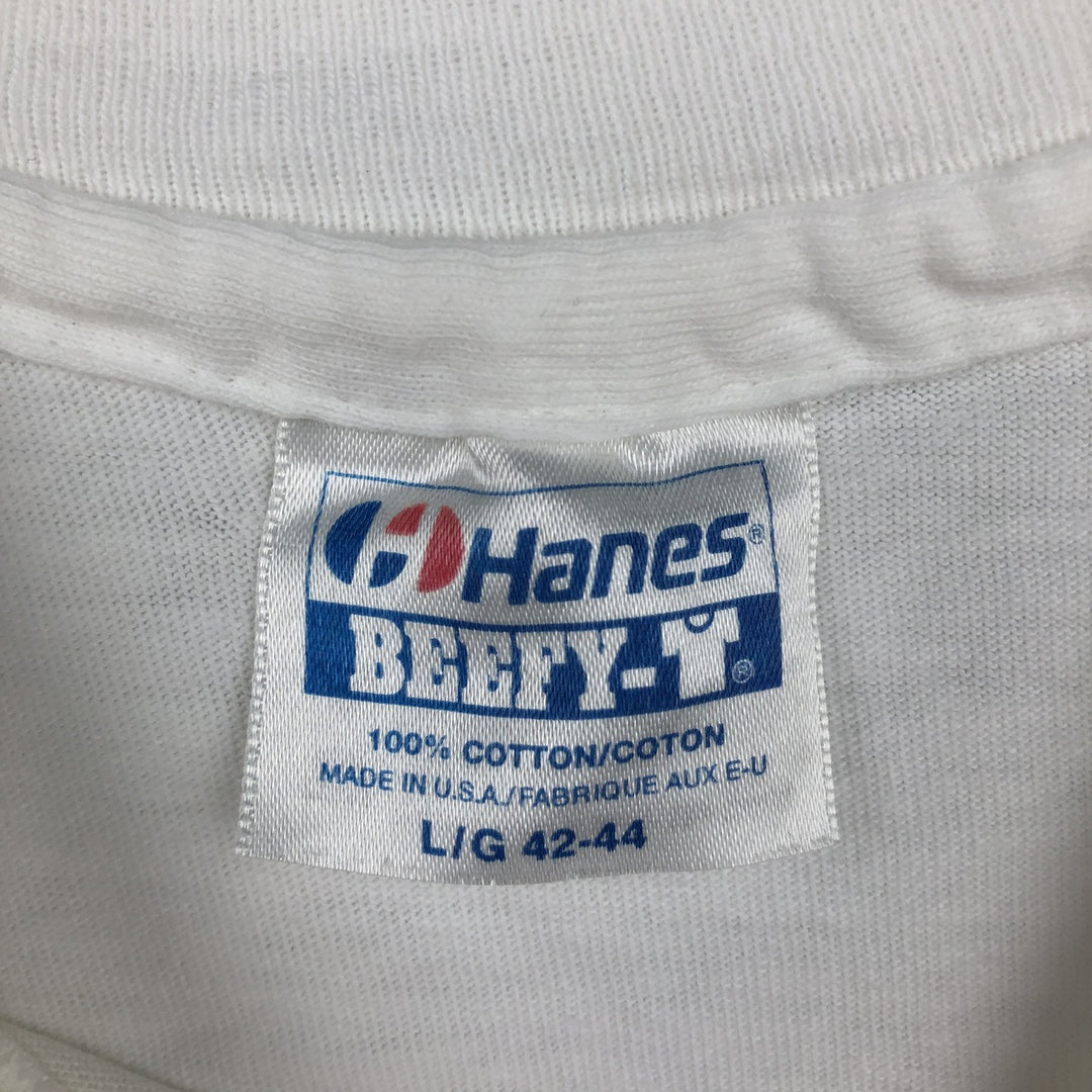 90'S Hanes BEEFY-T Art T-Shirt, Made in USA, Men's Size L (Equivalent), Vintage cotton white type Vintage Second Hand