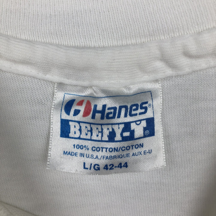 90'S Hanes BEEFY-T Art T-Shirt, Made in USA, Men's Size L (Equivalent), Vintage cotton white type Vintage Second Hand