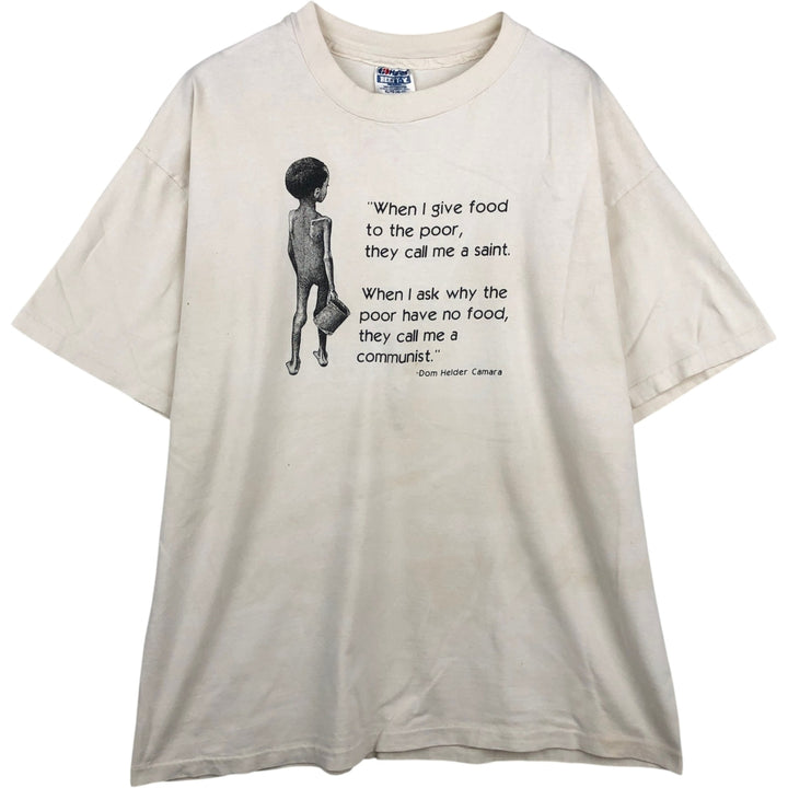 90'S Hanes BEEFY-T Message Print T-Shirt Made in USA Men's XL Vintage cotton unbleached Vintage Second Hand