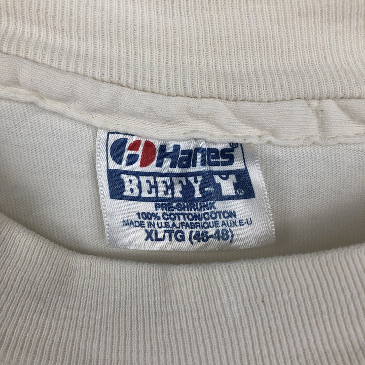 90'S Hanes BEEFY-T Message Print T-Shirt Made in USA Men's XL Vintage cotton unbleached Vintage Second Hand