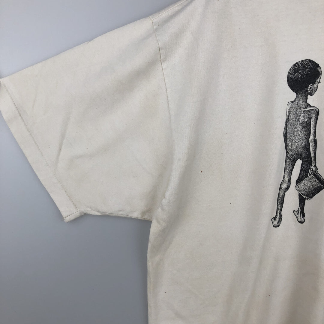 90'S Hanes BEEFY-T Message Print T-Shirt Made in USA Men's XL Vintage cotton unbleached Vintage Second Hand