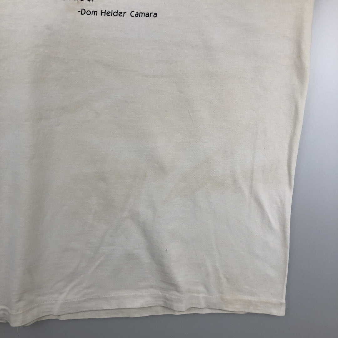 90'S Hanes BEEFY-T Message Print T-Shirt Made in USA Men's XL Vintage cotton unbleached Vintage Second Hand