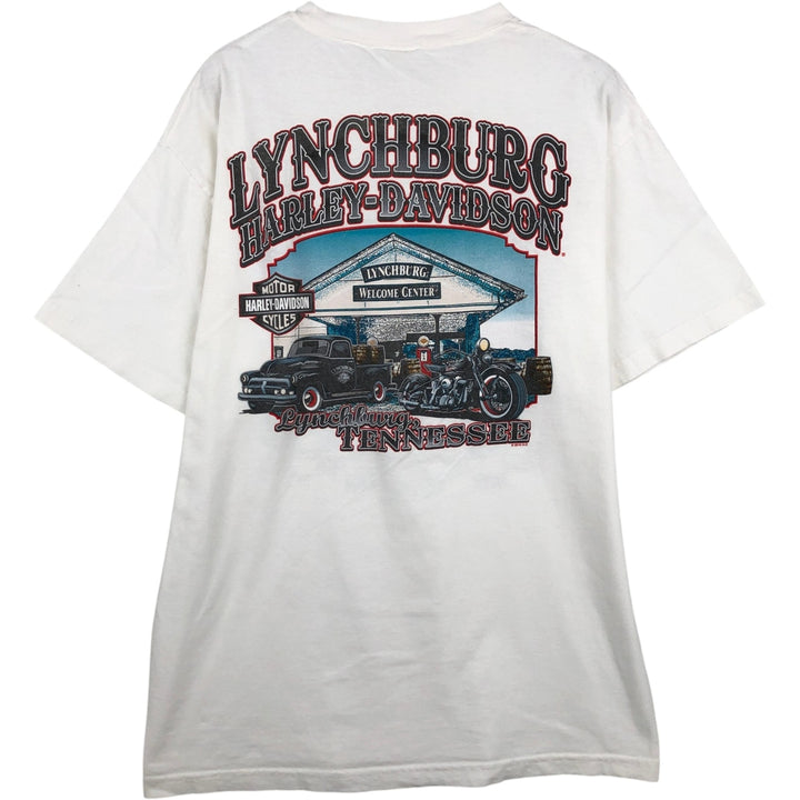 Harley-Davidson Pin-up Girl Motorcycle Bike T-shirt, Men's M size unclear white type Vintage Second Hand