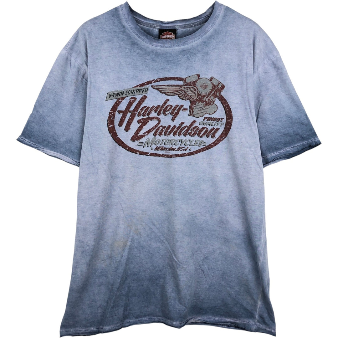 Harley-Davidson Motorcycle Bike T-shirt, Men's Size L cotton blue type Vintage Second Hand