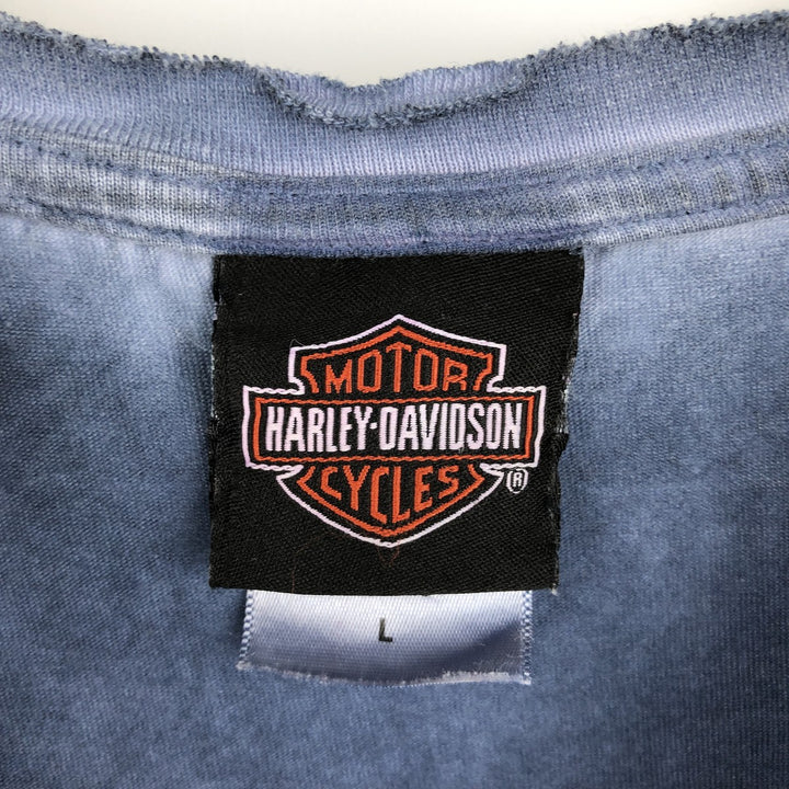 Harley-Davidson Motorcycle Bike T-shirt, Men's Size L cotton blue type Vintage Second Hand