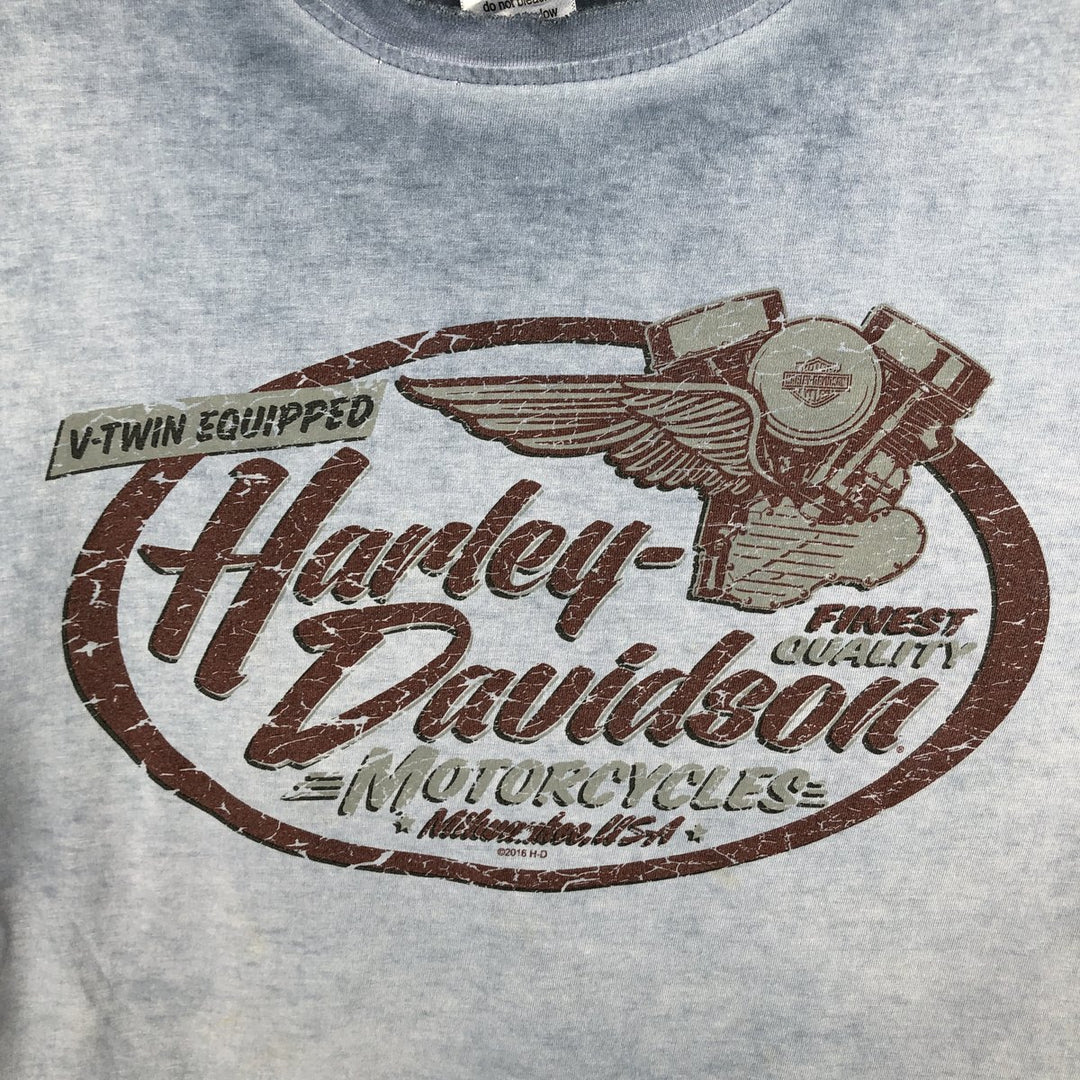 Harley-Davidson Motorcycle Bike T-shirt, Men's Size L cotton blue type Vintage Second Hand