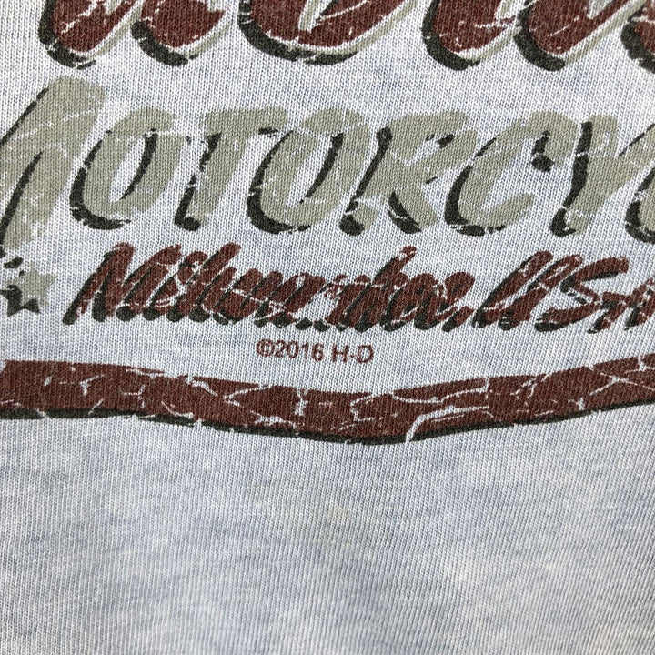 Harley-Davidson Motorcycle Bike T-shirt, Men's Size L cotton blue type Vintage Second Hand