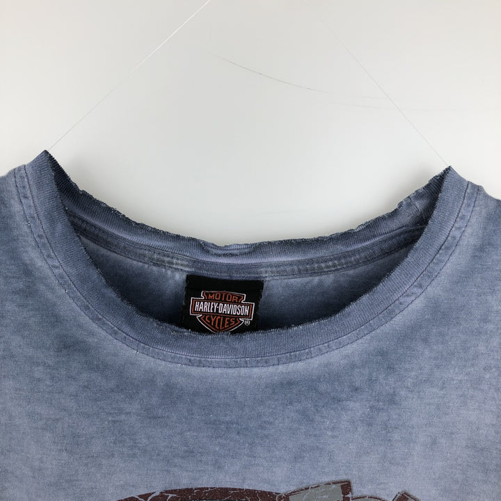 Harley-Davidson Motorcycle Bike T-shirt, Men's Size L cotton blue type Vintage Second Hand