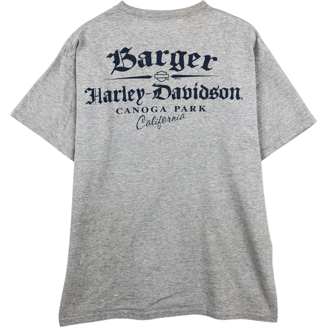 Harley-Davidson Eagle Pattern Motorcycle Bike T-shirt Men's L size cotton gray type Vintage Second Hand