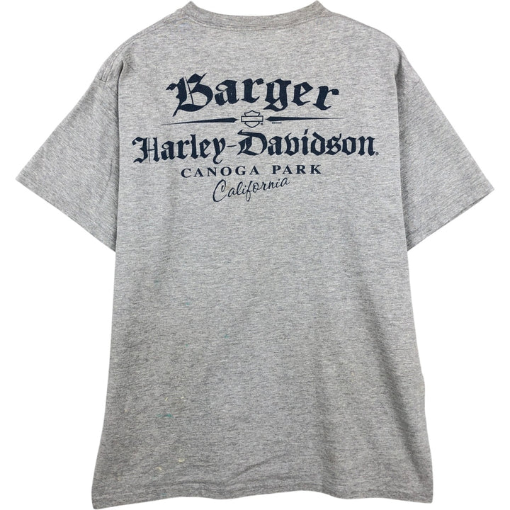 Harley-Davidson Eagle Pattern Motorcycle Bike T-shirt Men's L size cotton gray type Vintage Second Hand