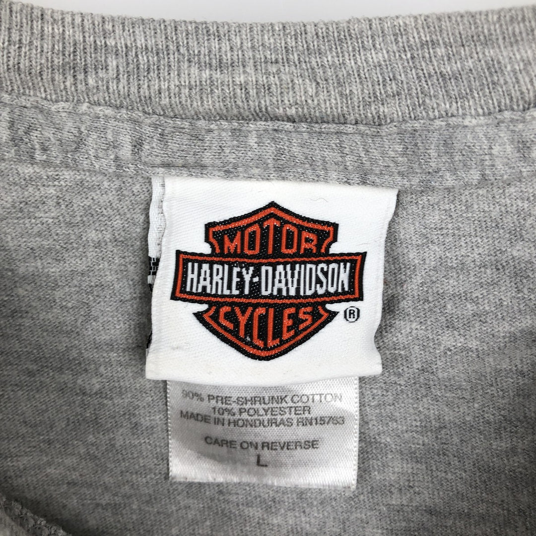 Harley-Davidson Eagle Pattern Motorcycle Bike T-shirt Men's L size cotton gray type Vintage Second Hand