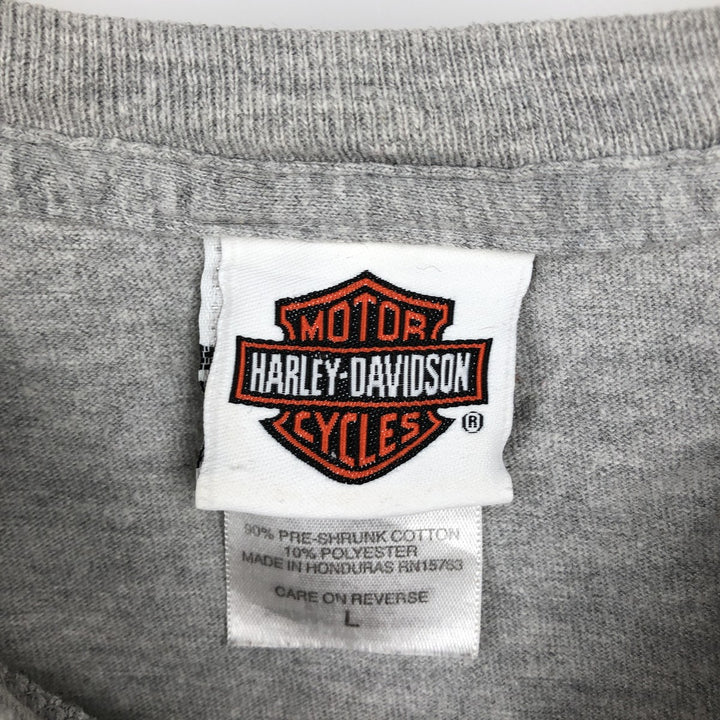 Harley-Davidson Eagle Pattern Motorcycle Bike T-shirt Men's L size cotton gray type Vintage Second Hand