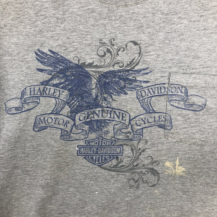 Harley-Davidson Eagle Pattern Motorcycle Bike T-shirt Men's L size cotton gray type Vintage Second Hand