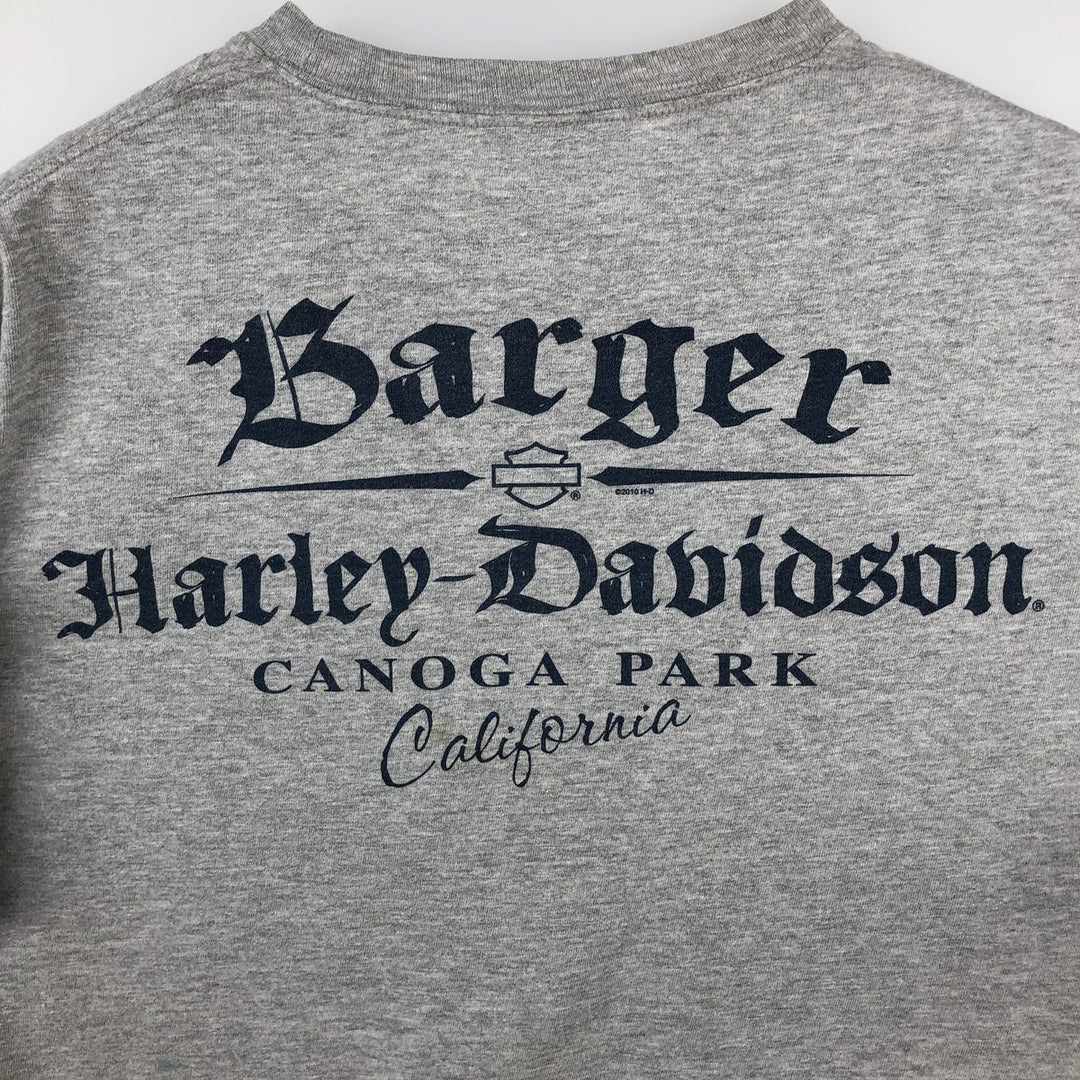 Harley-Davidson Eagle Pattern Motorcycle Bike T-shirt Men's L size cotton gray type Vintage Second Hand