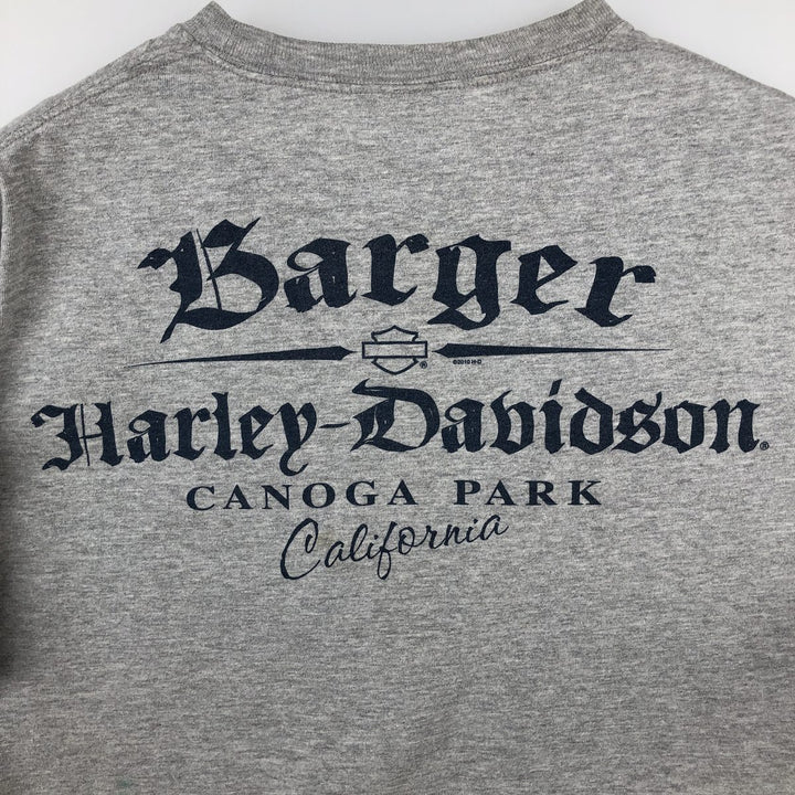Harley-Davidson Eagle Pattern Motorcycle Bike T-shirt Men's L size cotton gray type Vintage Second Hand