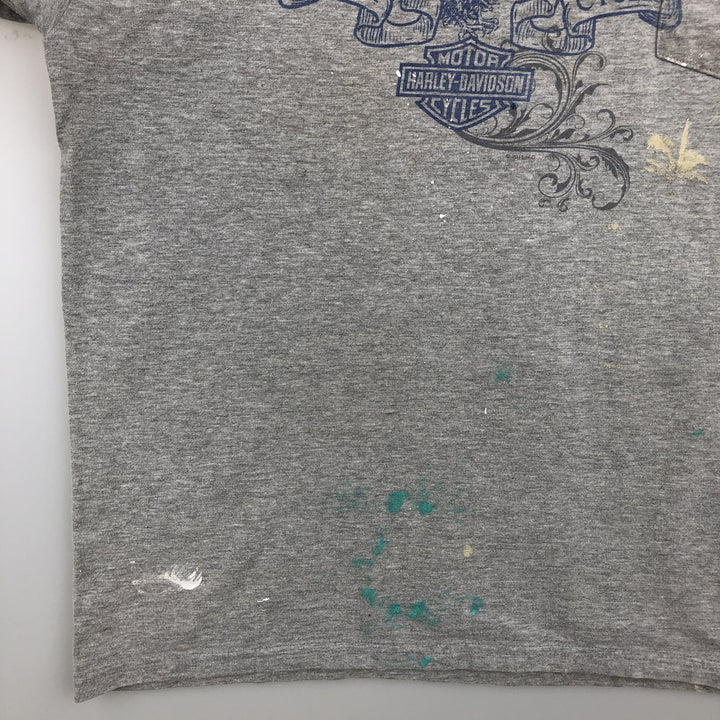 Harley-Davidson Eagle Pattern Motorcycle Bike T-shirt Men's L size cotton gray type Vintage Second Hand