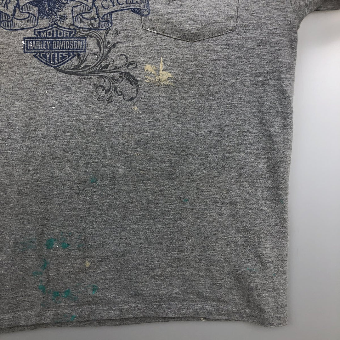 Harley-Davidson Eagle Pattern Motorcycle Bike T-shirt Men's L size cotton gray type Vintage Second Hand